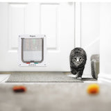 Depets Medium Cat Flap Door with 4 Way Lock (Outer Size 7.5" x 7.8"), Magnetic Pet Door Kit White, Weather-Resistant Cat Door for Cats & Doggy