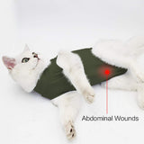 oUUoNNo Cat Wound Surgery Recovery Suit for Abdominal Wounds or Skin Diseases, After Surgery Wear, Pajama Suit, E-Collar Alternative for Cats (M, ArmyGreen)