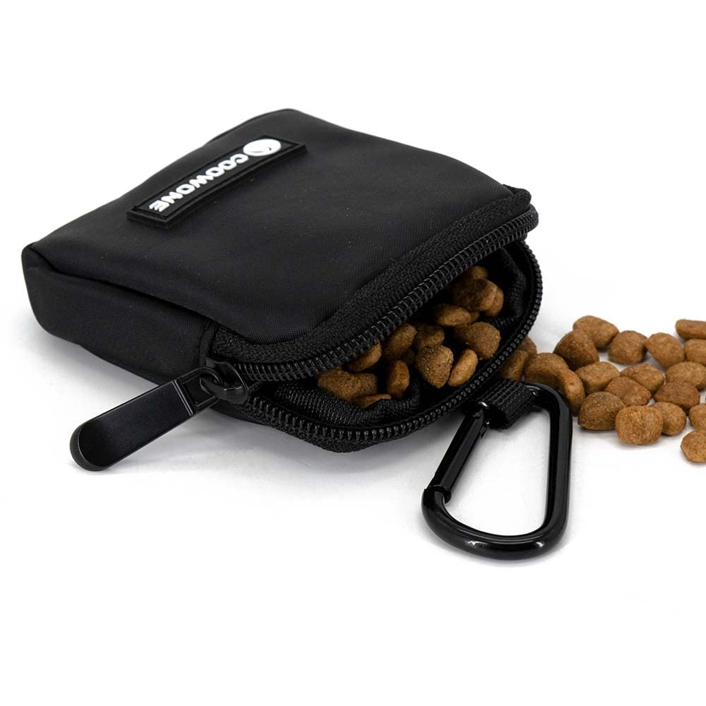 Waterproof Dog Treat Pouch, Dog Training Treat Pouch Built in Poop Bag Dispenser Adjustable Shoulder Bag (BLK) (BLK)