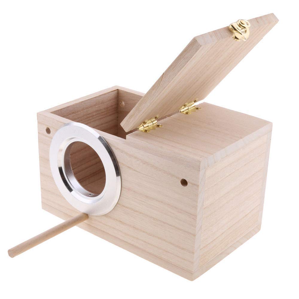 PINVNBY Parakeet Nesting Box Bird House for Cage Wood Mating Box Bird Breeding Box for Lovebirds, Cockatoo, Budgie, Finch, Canary Small and Medium Sized Birds (M:7.9 * 4.7 * 4.7 inch)