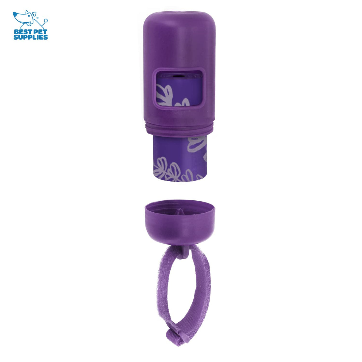 Best Pet Supplies Dog Poop Bag Holder Leash Attachment with 30 Bags, Reusable Dispenser for Travel, Walking, Park, and Outdoor Use, Durable with Clip-On - Purple, Pack of 2