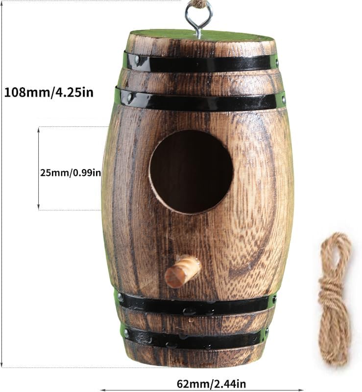 2 Pack Hummingbird Houses for Outside, DY-SKTY Wooden Hummingbird House for Nesting, Hanging Bird Houses for Outdoors with Pole, Unique Garden Gifts Home Decoration