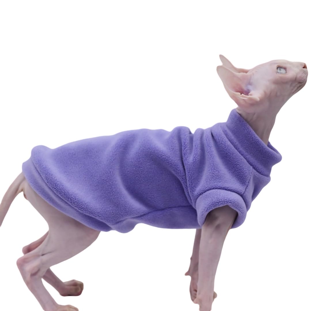 Sphynx Cat Apparel Kitty Clothes Warm Autumn and Winter Hairless Cat Outfits Cat Clothes for Devon Rex Cats, Cornish Cats and Small Cats (Pink, Large)