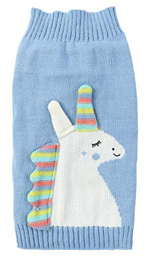 Unicorn Costume for Pets Holiday Festive Dog Clothes Sweater for Large Dogs Girl, Blue X-Large (19" Back Length)