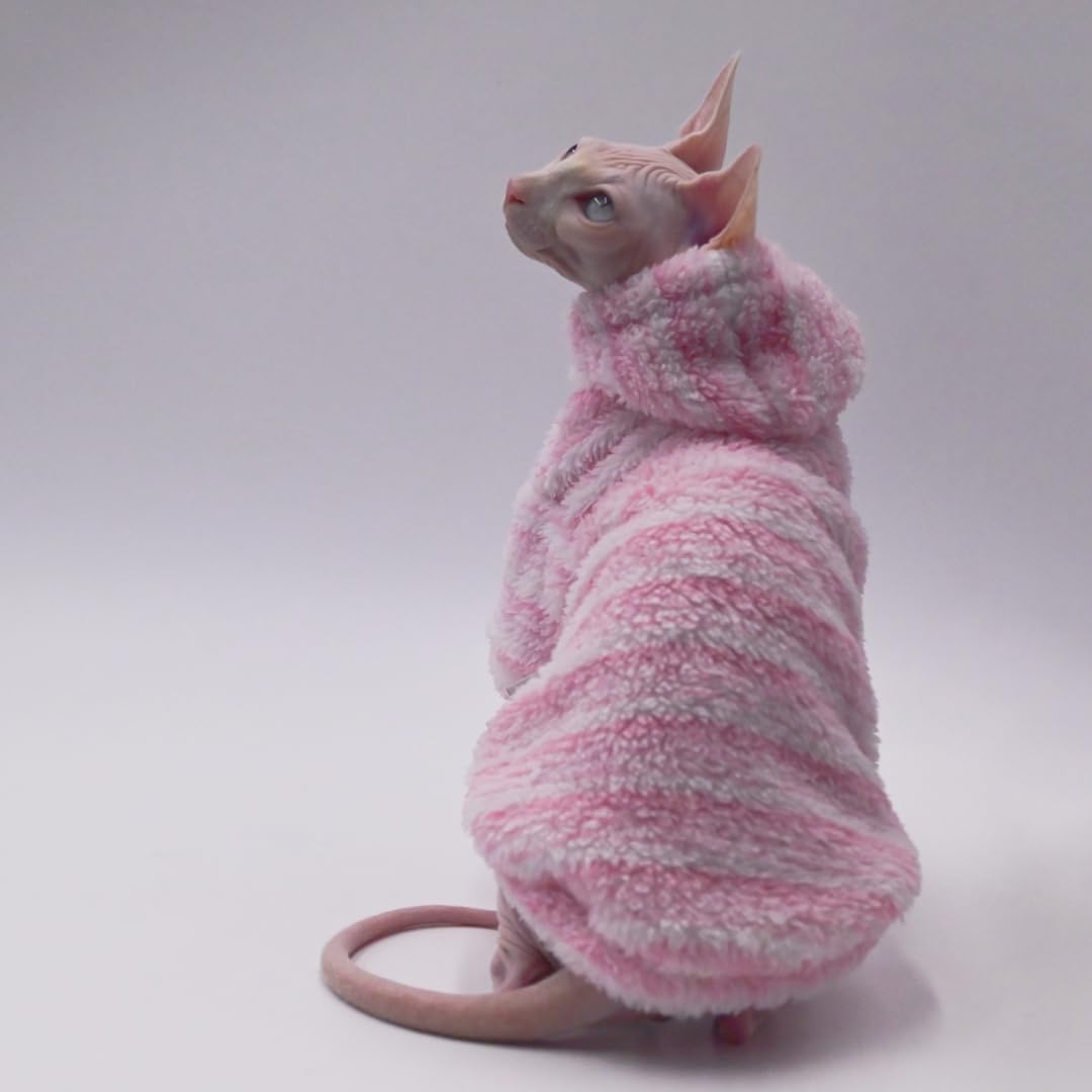 Sphynx Cat Apparel Kitty Clothes Warm Autumn and Winter Hairless Cat Outfits Cat Clothes for Devon Rex Cats, Cornish Cats and Small Cats (Pink, Large)