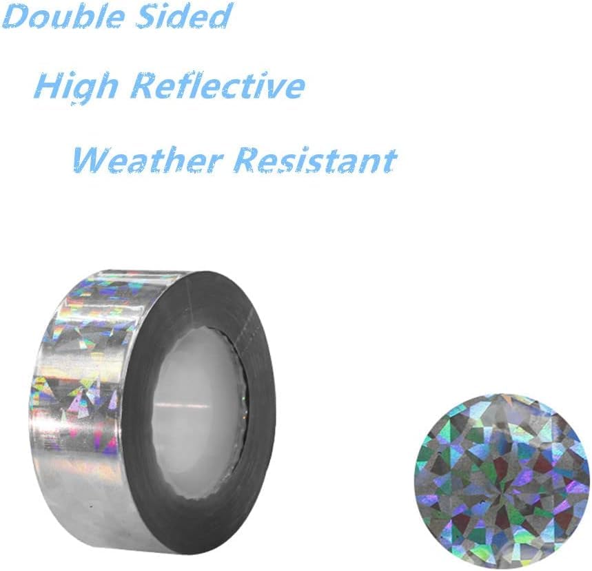 Bird Scare Ribbon Double Sided Holographic Reflective Ribbon Tape to Keep Away Woodpecker, Pigeon, Hawks, Grackles Bird (2 Pack, 0.9in x 260ft)