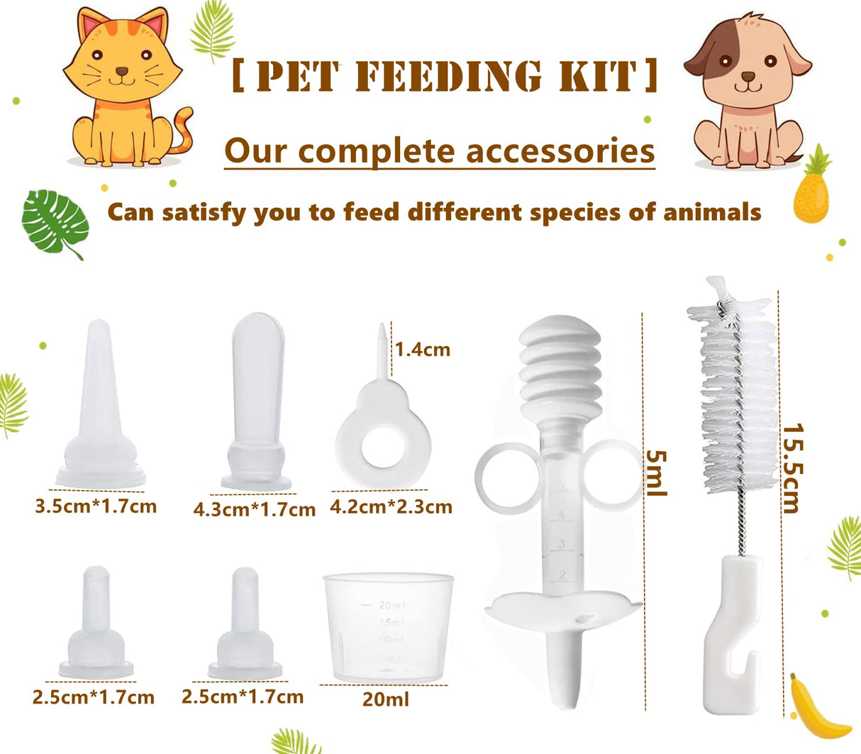 Cassielhouse Pet Feeding Bottle,pet Feeding Tool,Pet Syringe,Pet Nursing kit,Pet Puppy Bottles,Pet Pill Shooter Dispenser,Dog cat Feeding Bottle,Small Animal Silicone Nipples