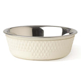 PetRageous 16009 Kona Stainless Steel Non-Slip Dishwasher-Safe Dog Bowl 1.75-Cup 5.5-Inch Diameter 1.75-Inch Tall for Small and Medium Dogs and Cats 14-Ounce, White