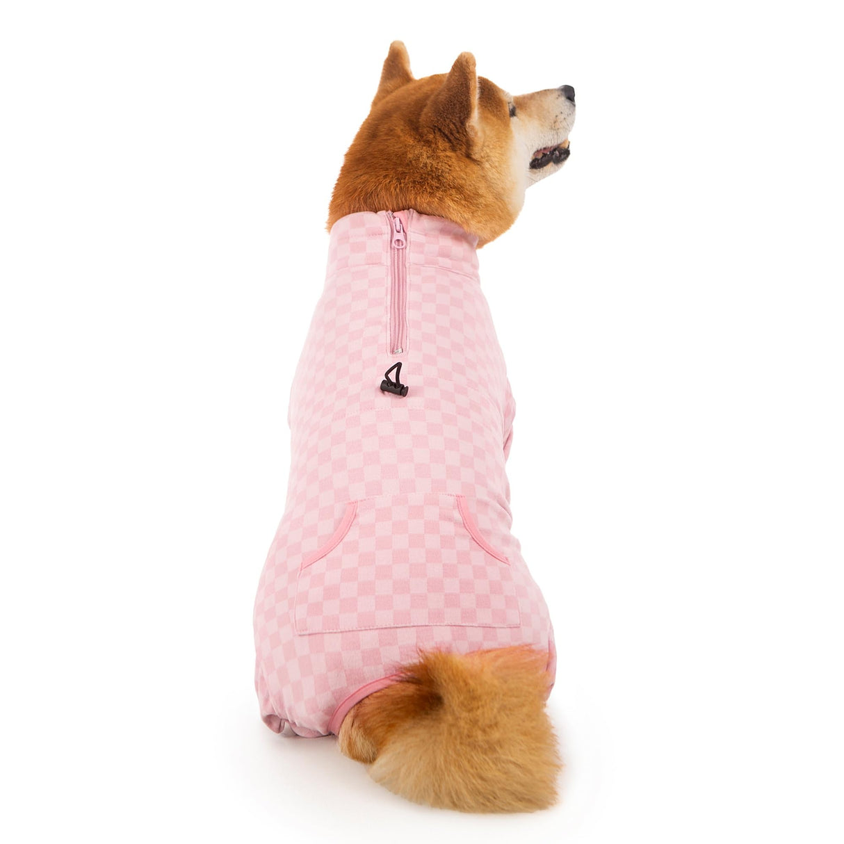 Dog Fleece Onesie for Cold Winter, Stretchy Dog Winter Bodysuit Adjustable Puppies Jumpsuit Doggie Pajamas Pet Clothes, Pink, 2X-Large