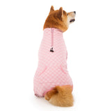 Dog Fleece Onesie for Cold Winter, Stretchy Dog Winter Bodysuit Adjustable Puppies Jumpsuit Doggie Pajamas Pet Clothes, Pink, 2X-Large