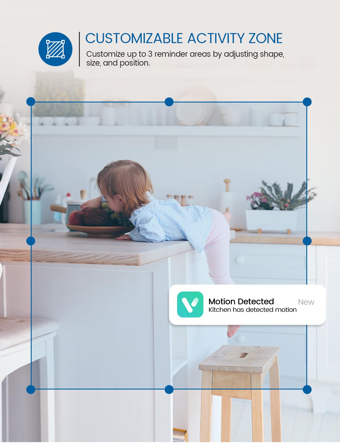 Viigytek 2K Home Indoor Pet Security Camera with Night Vision, Dog/Cat 2-Way Audio, Wired, Motion Detection, App Control (White-1Pack)