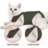 oUUoNNo Cat Wound Surgery Recovery Suit for Abdominal Wounds or Skin Diseases, After Surgery Wear, Pajama Suit, E-Collar Alternative for Cats (M, ArmyGreen)