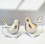 ITrixgan Small Silver Birds Shelf Decor Modern Style Figurine Cute Table Top Animal Decorations for Living Room, Bedroom, Office Desktop, Cabinets