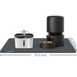 Harhana Pet Mat for Water Fountain and Automatic Feeder, Non Slip Rubber, Black, Large Size: 27.5 x 15.75 x 0.2 inch