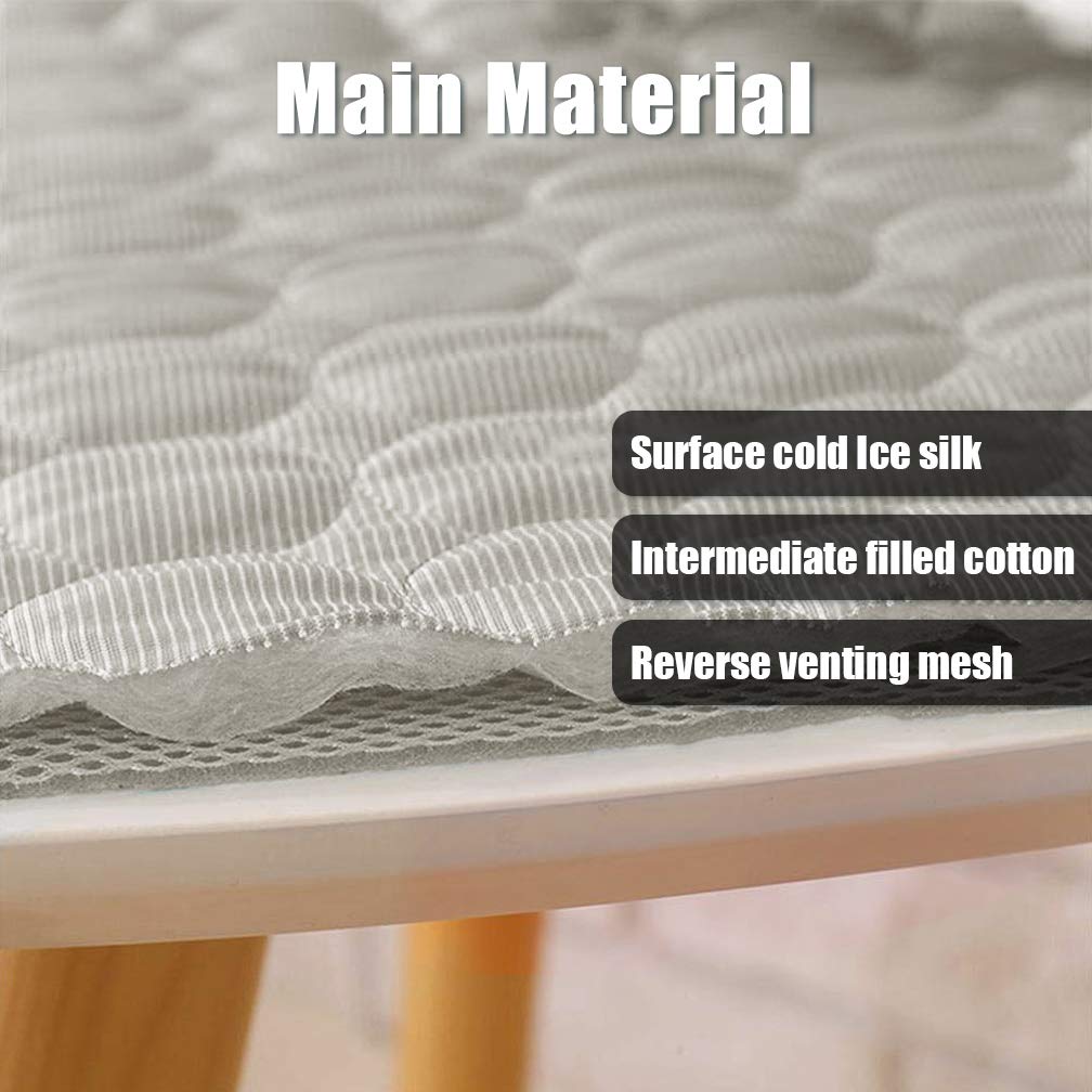 MeiLiMiYu Washable Dog Cooling Mat Ice Silk Pet Self Cooling Pad Blanket for Indoor & Outdoor Car Seats (Grey, 28x22 in)