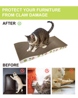TIMHAKA Cat Scratching Board, Corrugate Cat Scratcher for Indoor Cats with Catnip, Cat Scratch Pad with Premium Scratch Textures Design, Cardboard Cat Scratcher with Double-Sided Usability (Pack of 2)