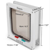 Depets Medium Cat Flap Door with 4 Way Lock (Outer Size 7.5" x 7.8"), Magnetic Pet Door Kit White, Weather-Resistant Cat Door for Cats & Doggy