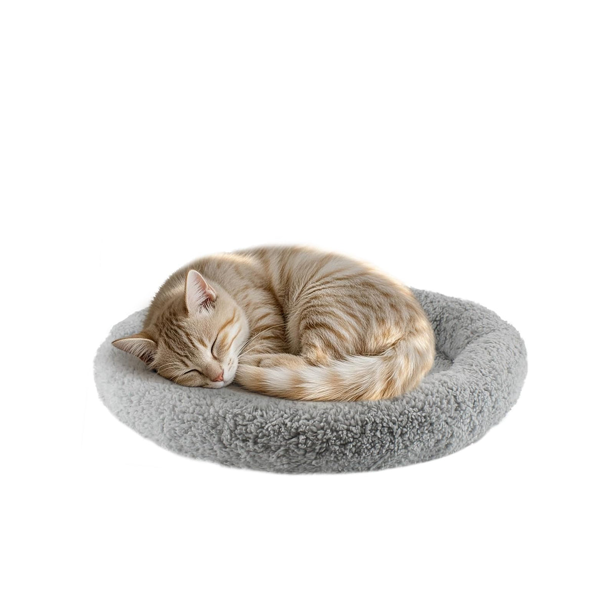 PETLESO Small Cat Bed Mat with Surrounding Pillow, 11.81" Round Soft Cushion for Cats Puppy Rabbits Curling Sleep, Indoor Furniture/Carrier/Crate Pet Self Warming Anti Skid Pad, Washable, Small