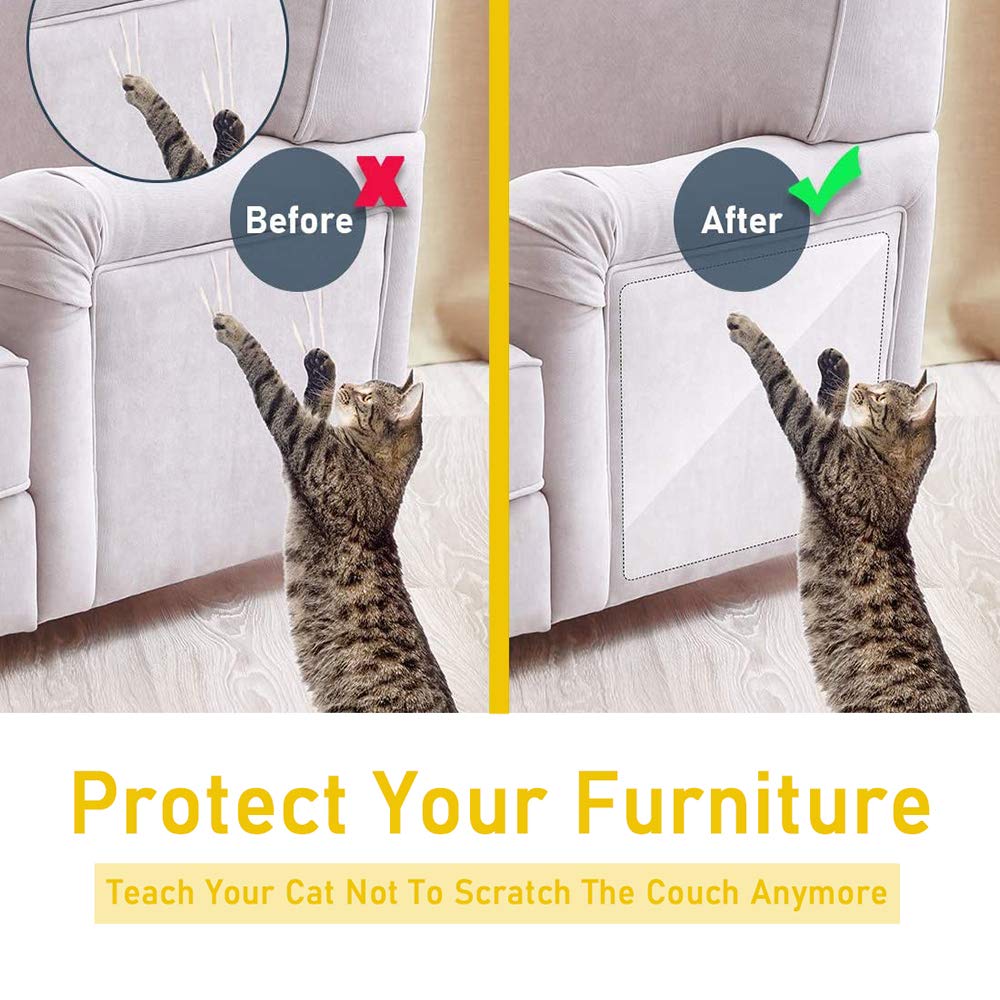 Cat Scratcher for Indoor Cats - 12x17 Inches, 8 PCS Furniture Protector, Wide Double Side Anti-Scratch Deterrent Tape, Pet Scratch Pad for Pretector Couch, Door, Wall, Carpet