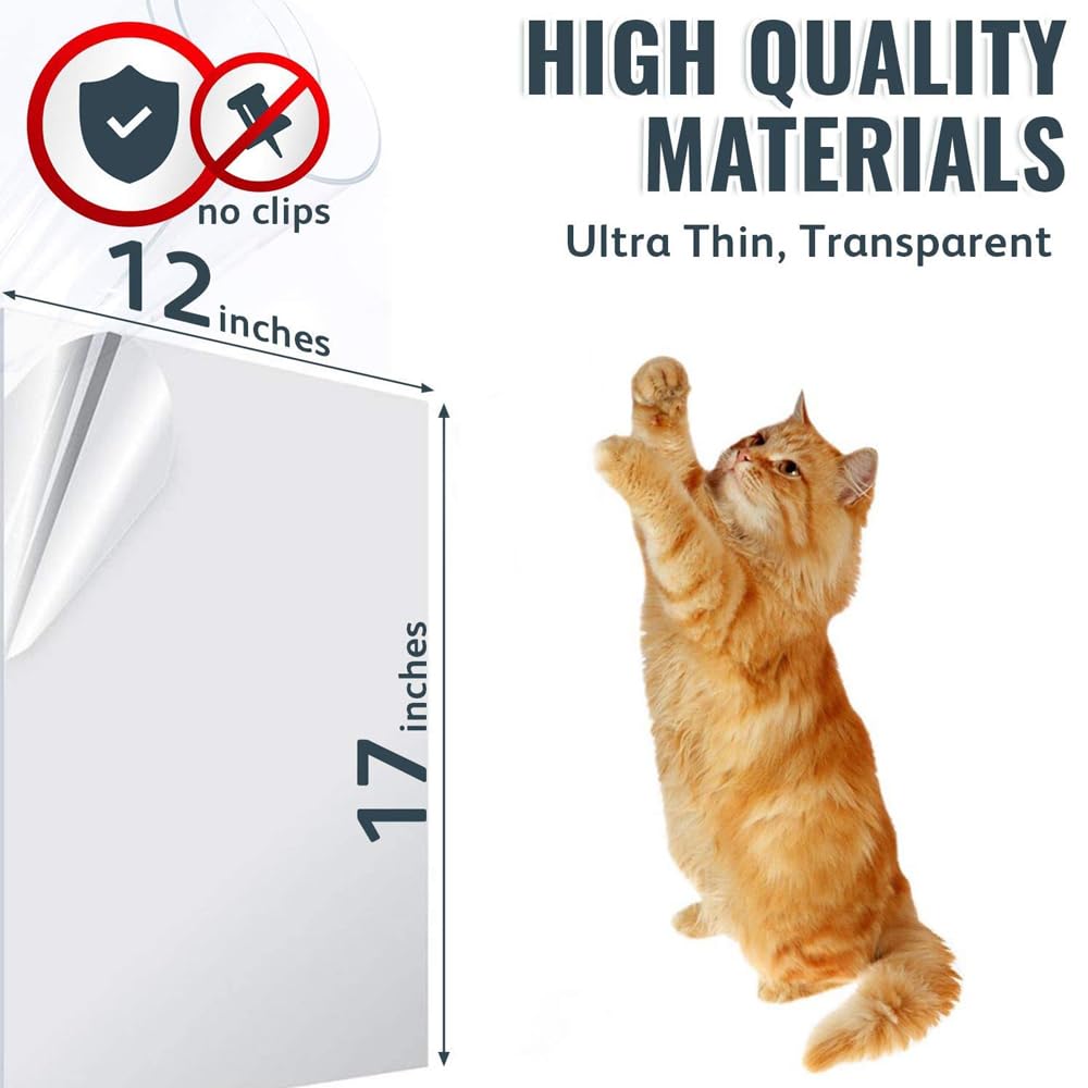 Cat Scratcher for Indoor Cats - 12x17 Inches, 8 PCS Furniture Protector, Wide Double Side Anti-Scratch Deterrent Tape, Pet Scratch Pad for Pretector Couch, Door, Wall, Carpet