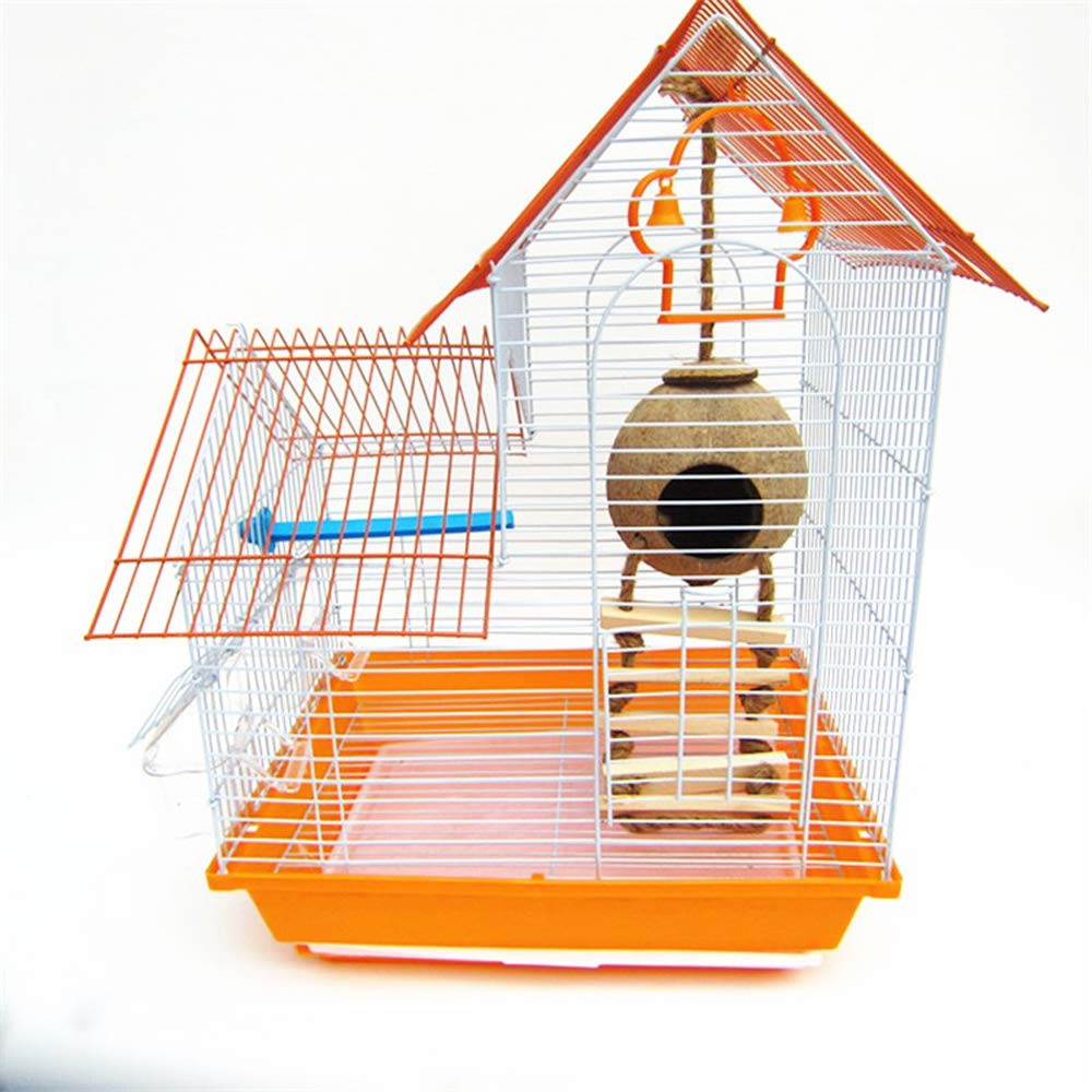 Tfwadmx Coconut Hide with Ladder, Natural Fiber Hanging Birdhouse Cage, Bird Shell Breeding Nest for Parrot, Parakeet, Lovebird, Finch, Canary (2 Pcs)