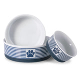 Bone Dry Paw & Patch Ceramic Pet Collection, Medium Bowl, 6x2", Nautical Blue