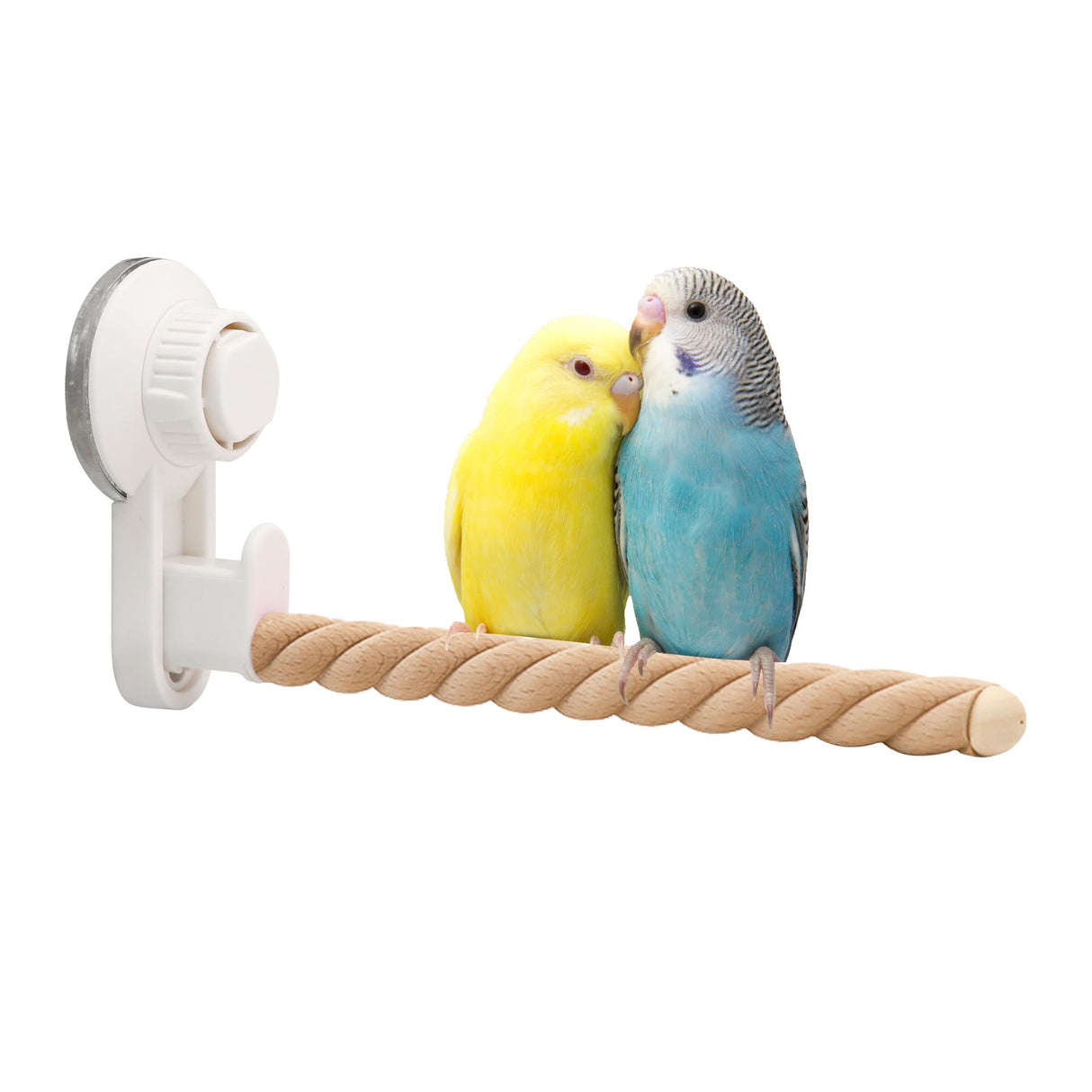 Suction Cup Bird Perch,Natural Wood Parrot Window/Bath/Car/Travel/Shower Perches Stand Portable Parakeet Grinding Stick Training Toys for Small and Medium Birds(Twist Grain)