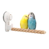 Suction Cup Bird Perch,Natural Wood Parrot Window/Bath/Car/Travel/Shower Perches Stand Portable Parakeet Grinding Stick Training Toys for Small and Medium Birds(Twist Grain)