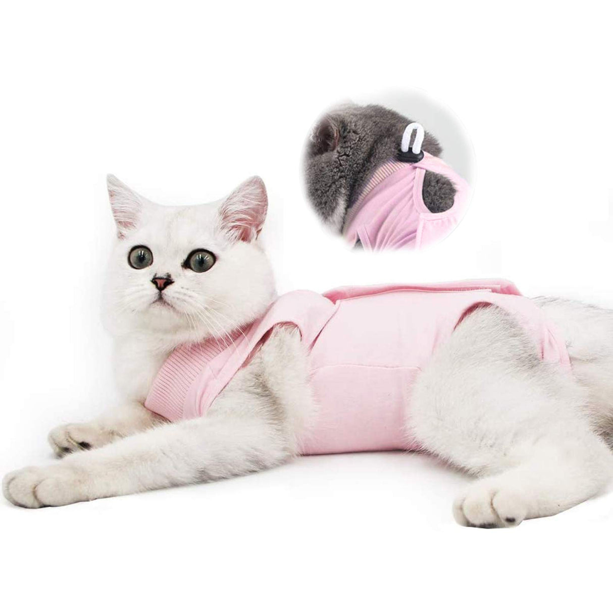 Cat Professional Recovery Suit for Abdominal Wounds and Skin Diseases, E-Collar Alternative for Cats and Dogs, After Surgey Wear Anti Licking, Recommended by Vets（Pink,L