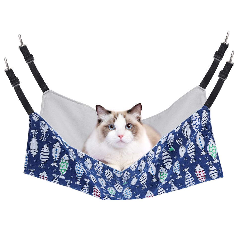 PERSUPER Cat Hammock Bed for Cage - 22x18 inch Adjustable Hanging Cat Bed Reversible hammocks for Indoor Cats, Soft Perch, Sleeping and Resting Sleepy Pad for Kitten Ferret Puppy or Small Pet