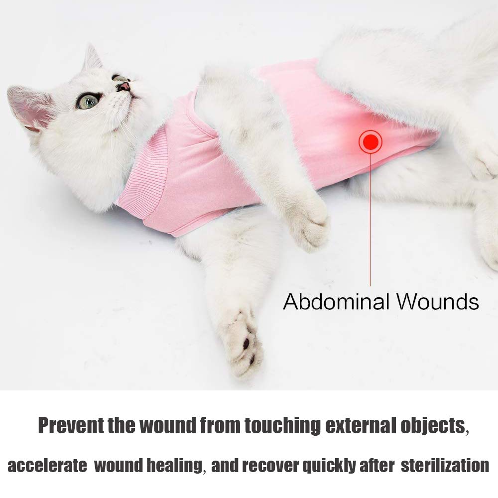 Cat Professional Recovery Suit for Abdominal Wounds and Skin Diseases, E-Collar Alternative for Cats and Dogs, After Surgey Wear Anti Licking, Recommended by Vets（Pink,L