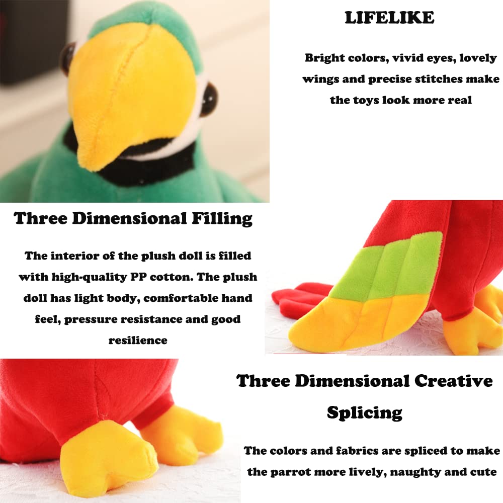 CHELEI2019 9.8" Parrot Stuffed Animal Soft Bird Stuffed Animal Parrot Plush Toy Gifts for Kids