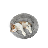Enjoying Small Cat Bed Mat, 11.81" Round, Self Warming Cat Mat with Pillow Around, Dog Kitty Curling Sleep Cushion, Soft Kitten Pad for Carrier/Crate, Rabbit Warm Bed, Antiskid Bottom, Small