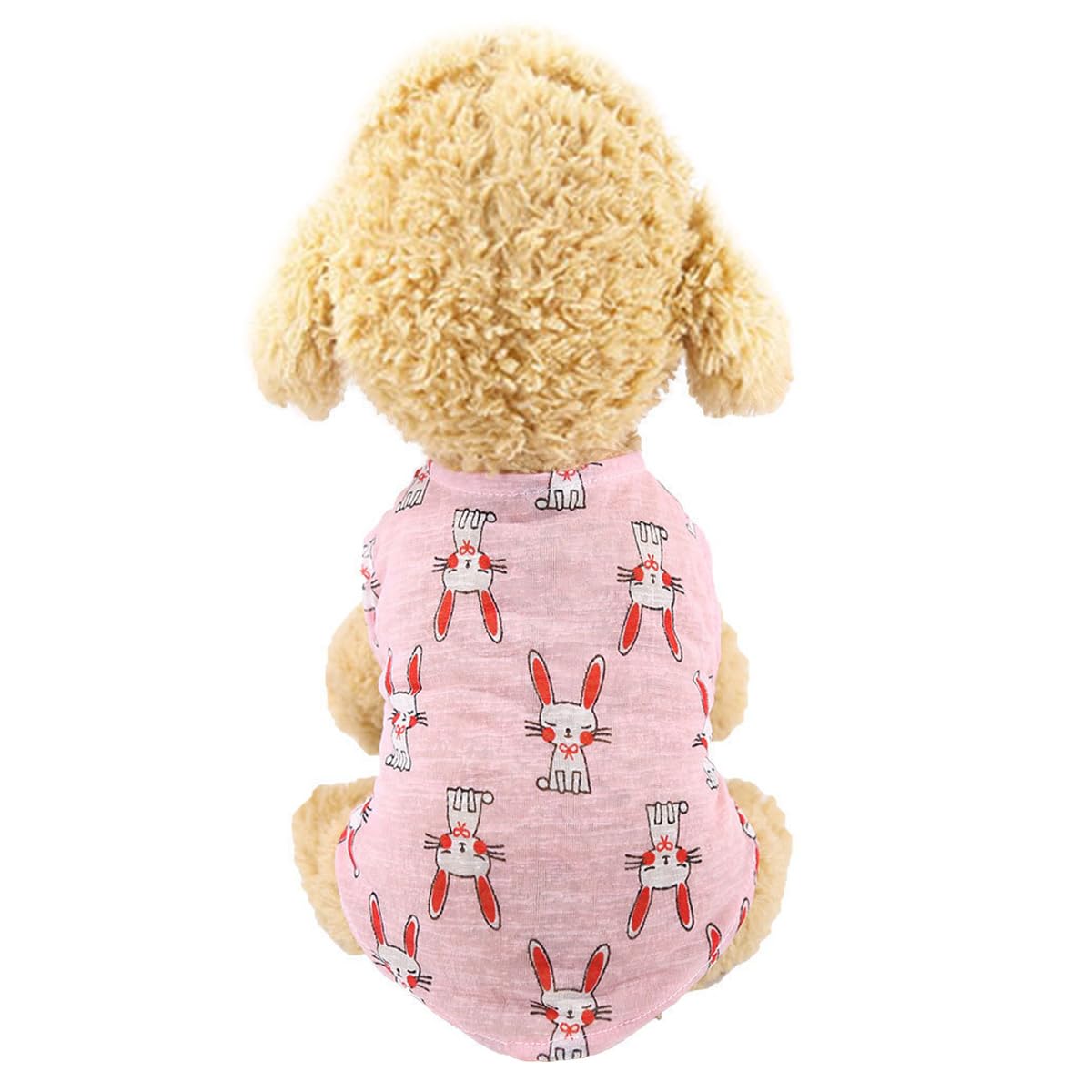 Vavious Girl Dog Clothes Breathable Lightweight Dog Shirts Cartoon Pink Rabbits Pattern Pet Vest Puppy Sleeveless Soft Tank Top Sweet Summer Cat Outfit X-Large