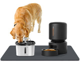 Harhana Pet Mat for Water Fountain and Automatic Feeder, Non Slip Rubber, Black, Large Size: 27.5 x 15.75 x 0.2 inch