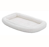 MidWest Homes for Pets XS QuietTime Double Bolster Pet Bed, White Plush 22-Inch Crate Mat with Stacked Bolsters, Machine Washable, Secure Fit with Elastic Straps