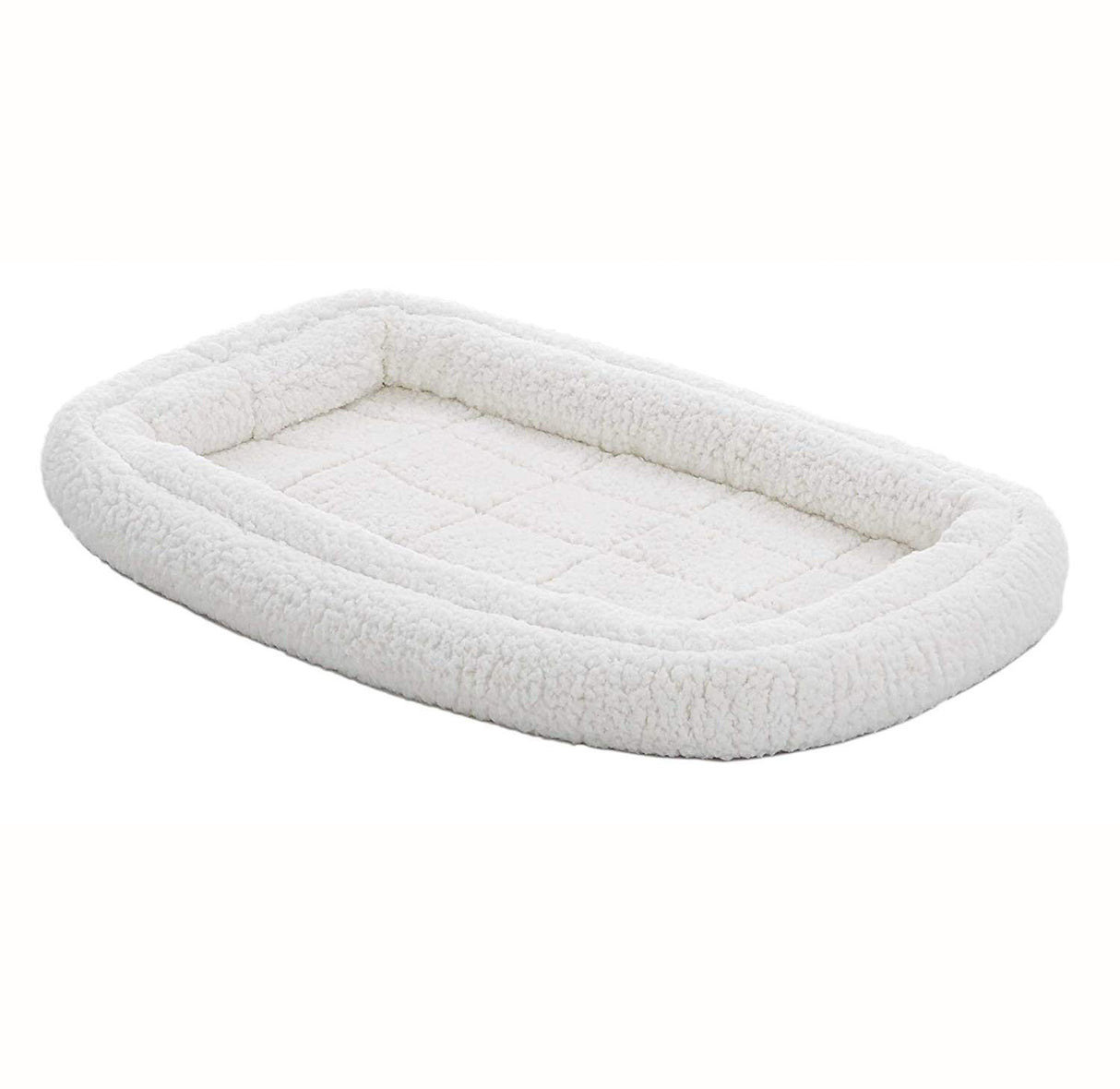 MidWest Homes for Pets XS QuietTime Double Bolster Pet Bed, White Plush 22-Inch Crate Mat with Stacked Bolsters, Machine Washable, Secure Fit with Elastic Straps
