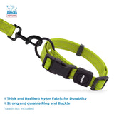Best Pet Supplies Reflective Dog Collar with Adjustable Length, Heavy-Duty Buckle, and Strong Leash D-Ring, Training, Walking, Jogging Accessory for Small, Medium, and Large Breeds - Lime Green, M