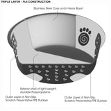 PetRageous 13097 Fiji Stainless Steel Non-Slip Dishwasher-Safe Dog Bowl 1.75-Cup Capacity 5.5-inch Diameter 1.75-inch Tall for Small and Medium Size Dogs and Cats, Light Grey and Black