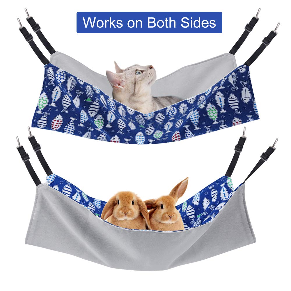 PERSUPER Cat Hammock Bed for Cage - 22x18 inch Adjustable Hanging Cat Bed Reversible hammocks for Indoor Cats, Soft Perch, Sleeping and Resting Sleepy Pad for Kitten Ferret Puppy or Small Pet