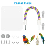 LOPERDEVE 5.9" Bird Mirror with Rope Perch Bird Toys Swing, Comfy Perch for Greys Amazons Parakeet Cockatiel Conure Lovebirds Finch Canaries