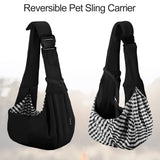 PETLOFT Reversible Dog Cat Sling Carrier, Small Dog Carrier, Adjustable Dog Sling, Hands Free Cross Body Carrier with Collar Hook for Dog/Cat/Bunny up to 11lb, Black