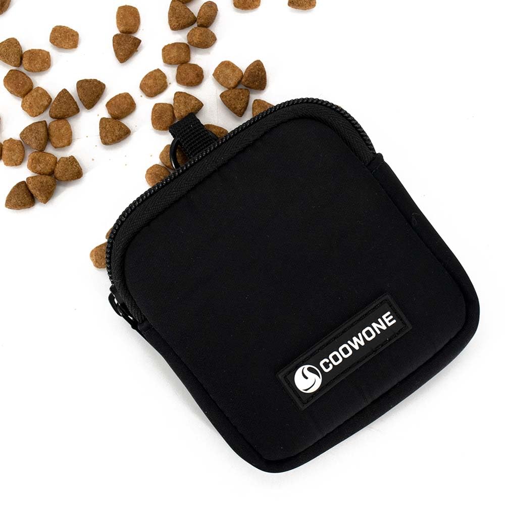 Waterproof Dog Treat Pouch, Dog Training Treat Pouch Built in Poop Bag Dispenser Adjustable Shoulder Bag (BLK) (BLK)