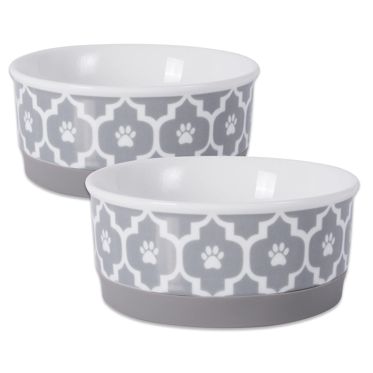 Bone Dry Lattice Collection Pet Bowl & Canister, Small Set, 4.25x2", Gray, 2 Count