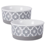 Bone Dry Lattice Collection Pet Bowl & Canister, Small Set, 4.25x2", Gray, 2 Count