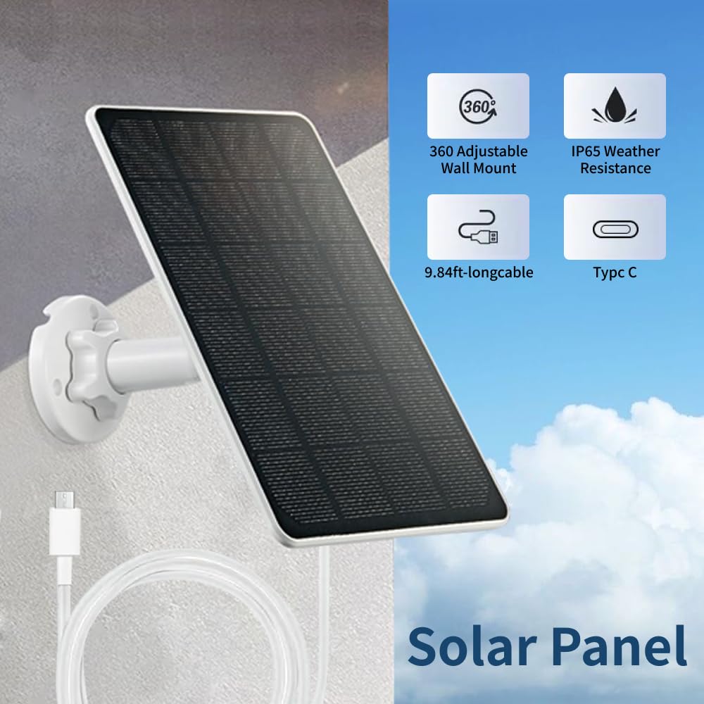 Solar Panel for Bird Feeder Camera, 3W Continuously Power Supply for Your Bird Feeder Camera, Type-C Plug