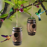 2 Pack Hummingbird Houses for Outside, DY-SKTY Wooden Hummingbird House for Nesting, Hanging Bird Houses for Outdoors with Pole, Unique Garden Gifts Home Decoration