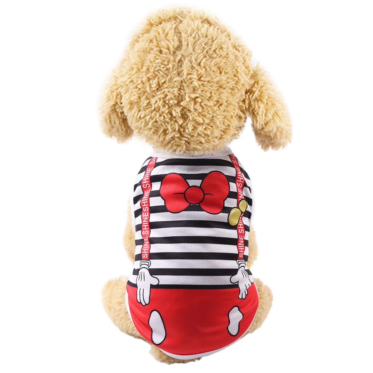 Vavious Girl Dog Clothes Dog Cooling Vest for Summer Breathable Mesh Cat Outfit Pet Red Bow Stripe Print Pullover Sleeveless Soft Dogs Tank Top X-Small