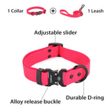 JIPIMON Waterproof Dog Collar and Leash Set Adjustable Quick Release Buckle Collar Leash for Small Medium Large Dogs (Medium, Red)