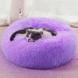 Purrfect Cat Beds - Washable 20/24 inches, Anti-Anxiety Round Plush Faux Fur, Thick Bottom (Purple, Medium) - Suitable for Indoor Cats & Small/Medium Dogs